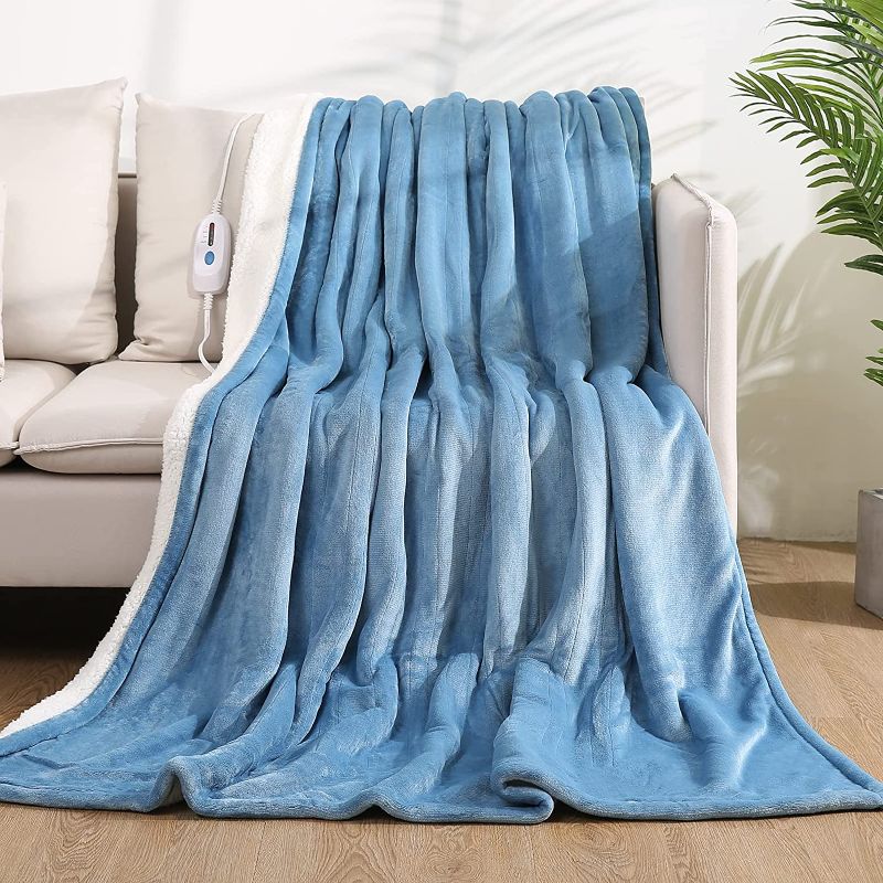 Photo 1 of 62" x 84" Twin Size Thermal Blanket, Electric Heated Blanket with 4 Fast Heat Levels and Machine Washable, Full Body Warming