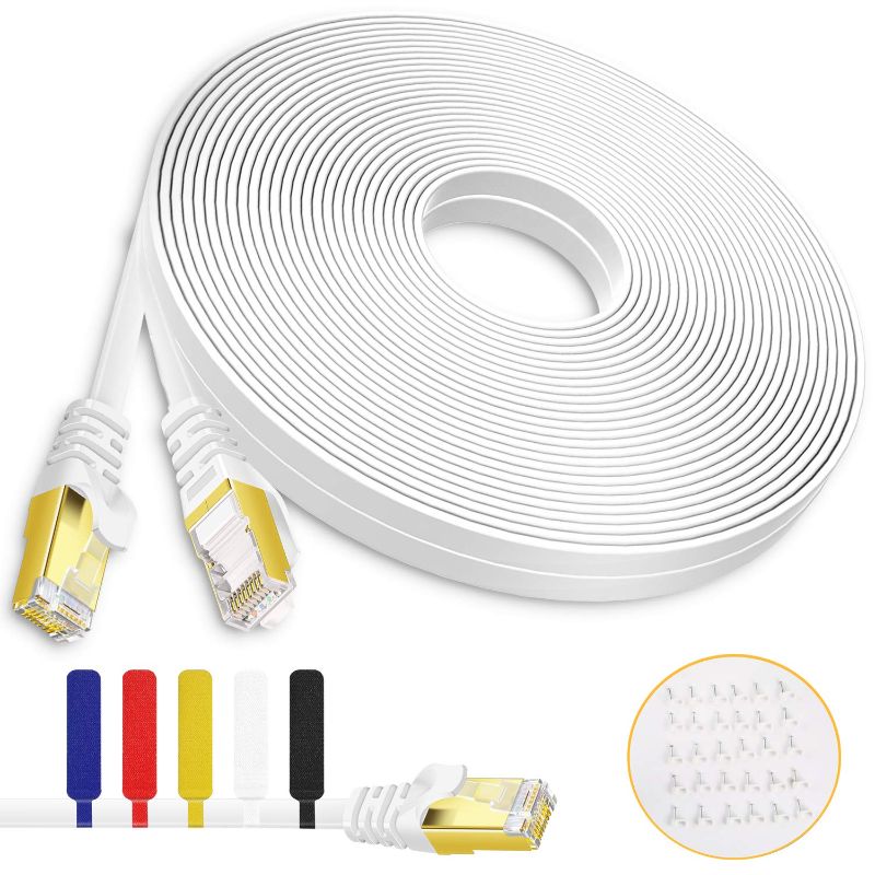 Photo 1 of Boahcken Cat 7 Ethernet Cable 75ft White, High Speed ??RJ45, Cat-7/Category 7 Computer LAN Network Cable, Shielded, Faster Than Cat5e/Cat6, Suitable for LAN, Camera, Router, modem