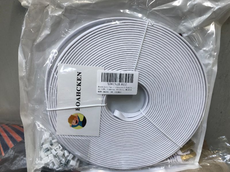 Photo 1 of Boahcken Cat 7 Ethernet Cable 75ft White, High Speed ??RJ45, Cat-7/Category 7 Computer LAN Network Cable, Shielded, Faster Than Cat5e/Cat6, Suitable for LAN, Camera, Router, modem