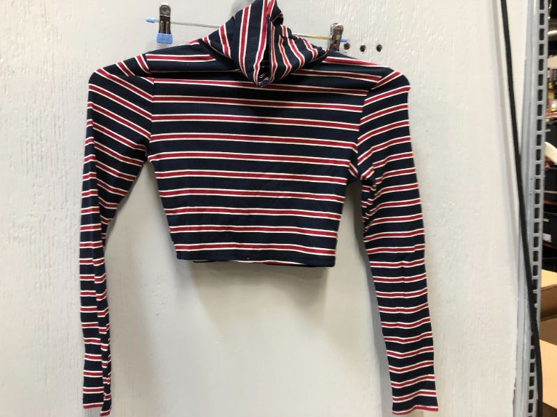 Photo 1 of Haola Women's Long Sleeve Casual Turtleneck Crop Top Warm and Soft Red Strip size XL