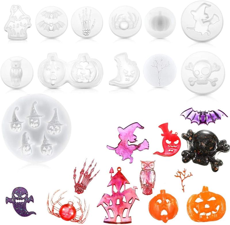 Photo 2 of 12 Pcs Halloween Themed Silicone Molds Set for Jewelry Making and Art Projects 3pack