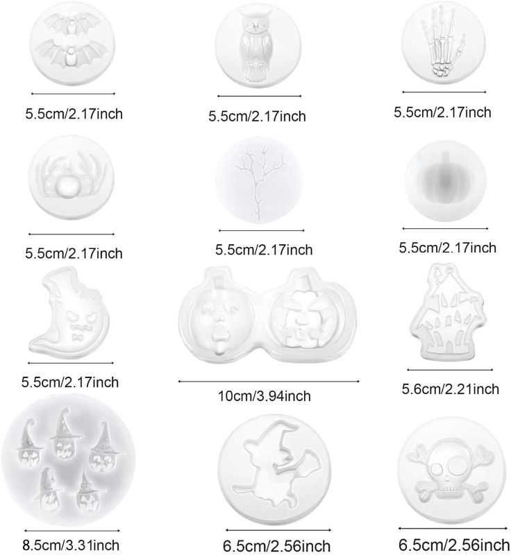 Photo 2 of 12 Pcs Halloween Themed Silicone Molds Set for Jewelry Making and Art Projects 3pack