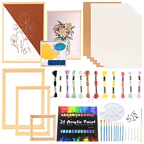 Photo 1 of 2 in1 Beginners Painting Embroidery Set,10 Pack Embroidery Starter Kit for Beginners,Beginner Embroidery Kit for Adults,DIY Needlepoint Art