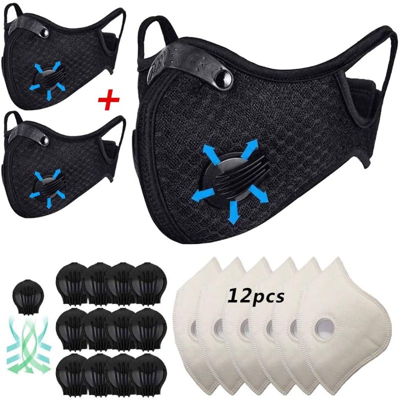Photo 1 of 3 Pack Face mask with 12 Carbon Filters and 12 Breathing Valves Dust Face Mask
