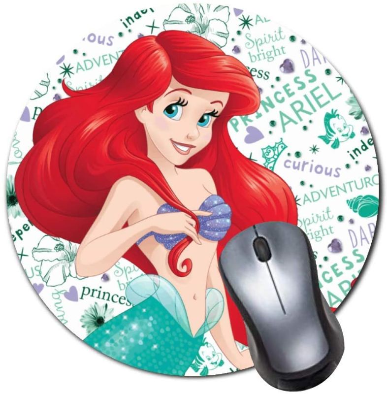 Photo 1 of Computer Gaming Mouse Pad Non-Slip Rubber Material Round Mat for Office and Home Laptop Desktop Mousepad (8 Inch) - Disney Princess Mermaid Ariel 2 Pack