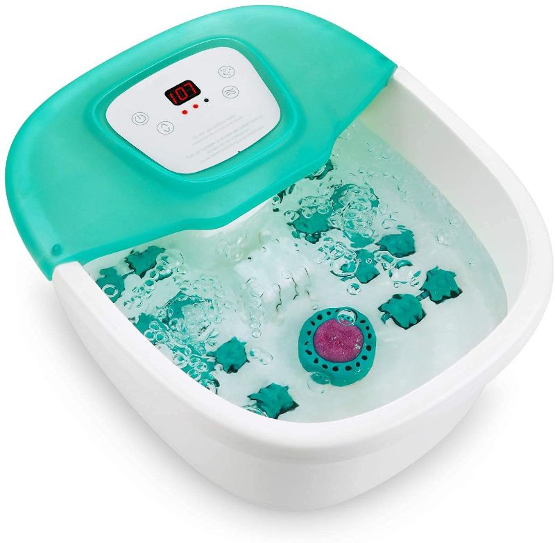 Photo 1 of Foot Spa Bath Massager with Heat, Bubble and Vibration Pedicure Grinding Stone Foot Soaker 16 Detachable Massage Rollers and Digital Temperature Control Panel for Soothe and Comfort Feet