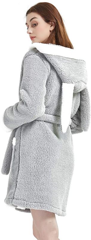 Photo 1 of CASODA Girls Bathrobe Womens Robe Adult Hooded Plush Sherpa Bunny Animal Homewear Sleepwear - Valentine Gifts for Girls Women MEDIUM
