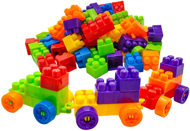 Photo 1 of O-Toys 96 Pieces DIY Interlocking Toy Plastic Puzzl Creative Educational Stacking Blocks Toys Set for Kids
