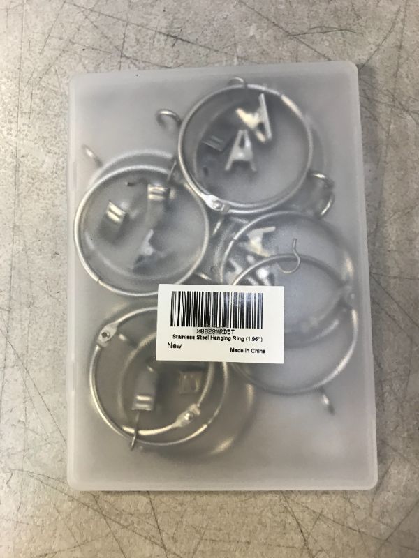 Photo 2 of 12 Pcs Curtain Rings with Metal Holes and 12 Pcs Curtain Clips, Metal Circular Window Curtain Rings with Clips, Openable Stainless Steel Curtain Rings Suitable for Living Room?Bathroom?Kitchen(1.96")