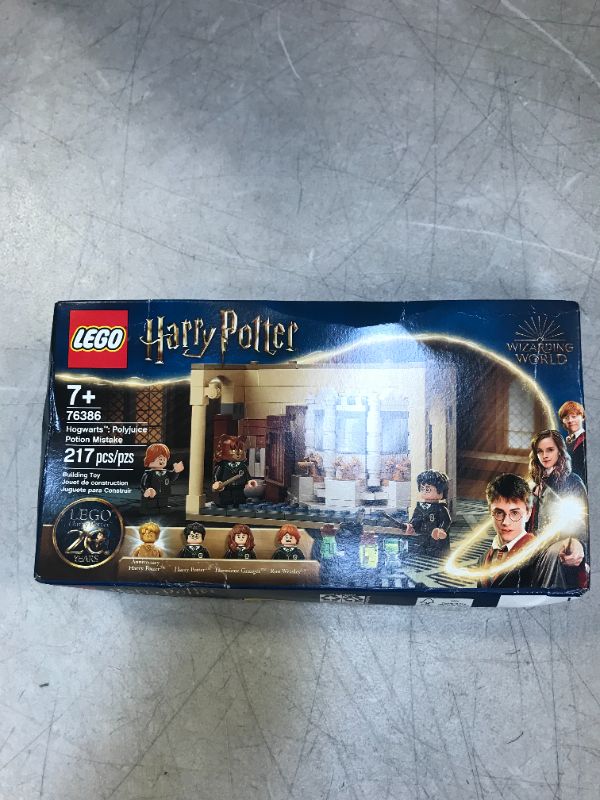 Photo 2 of LEGO Harry Potter Hogwarts: Polyjuice Potion Mistake 76386 Bathroom Building Kit with Minifigure Transformations; new 2021 (217 pieces) - damaged box 