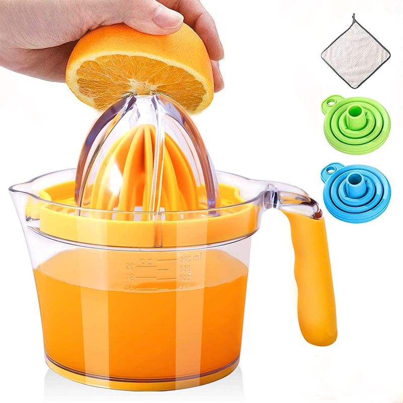 Photo 1 of 7 Pcs Lemon Squeezer, 20 OZ Large Capacity Manual Citrus Juicer, Bonus Silicone Funnels & Kitchen Towel (Yellow)