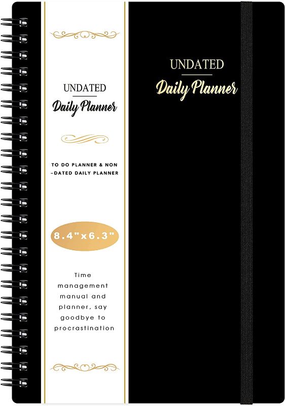 Photo 1 of 2 PACK - Daily Planner Undated - Appointment Book, Hourly Planner with to-Do List, Work Planner Productivity & Goal Journal, Schedule Planner, Pocket, Tear Off Calendar Pages, 6.3" x 8.4"