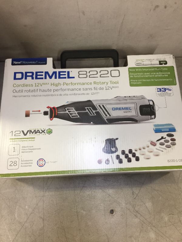 Photo 4 of *** STILL WITH ORIGINAL SEAL**** Dremel 8220-1/28 12-Volt Max Cordless Rotary Tool Kit- Engraver, Sander, and Polisher- Perfect for Cutting, Wood Carving, Engraving, Polishing, and Detail Sanding- 1 Attachment & 28 Accessories
