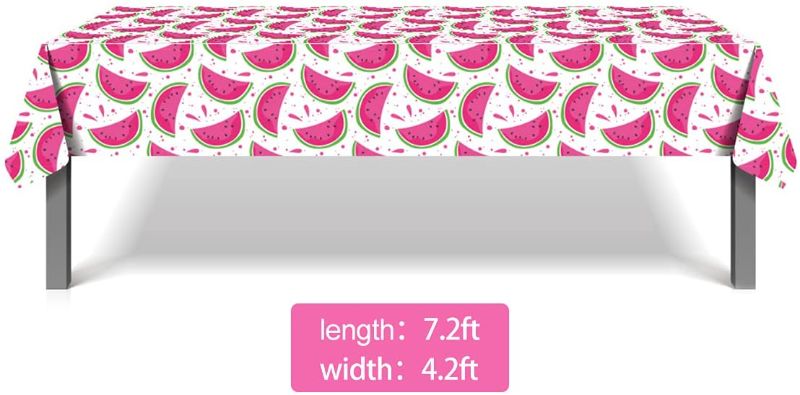 Photo 1 of 3 Pieces Watermelon Party Table Cover, Disposable Summer Fruit Watermelon Pattern Party Tablecloth for Fruit Watermelon Theme Birthday Baby Shower Wedding Party Decoration, 51.18 x 86.61 Inch
