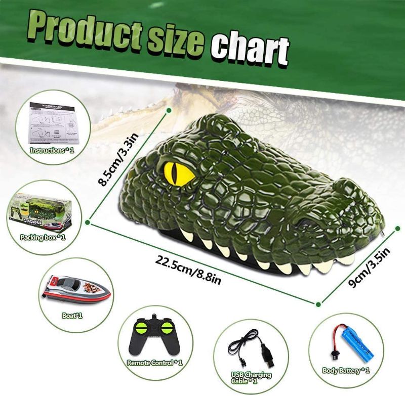 Photo 1 of Seckton Alligator Head Remote Control Boat Toys RC Boat for Kids 6-12 Years Old 2.4G High-Speed Simulation Remote Control Alligator Head, Prank Water Toys for Pools and Lake Floating Model Boat Series
