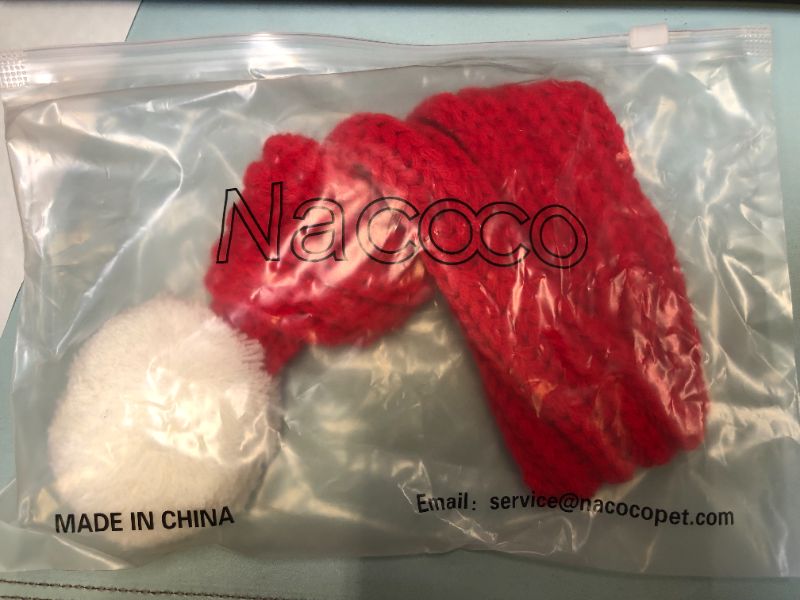 Photo 2 of 2 PACK - NACOCO Christmas Dog Knitted Scarf with White Pompom Warm Bandana Winter Holiday Pet Accessories Cat Scarves for Small Medium Cats Dogs Lovely Winter Outfits MEDIUM