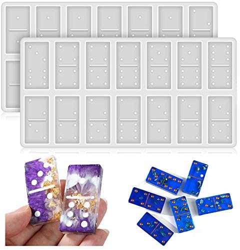 Photo 1 of 2 PACK - Resin Domino Molds, 2 Pack Silicone Domino Game Molds Six Epoxy Resin Molds, DIY Craft 28 Cavities with Dot Domino for Dominoes Games, Chocolate Candy Baking Fondant Molds