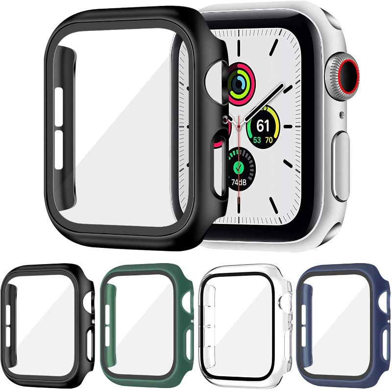 Photo 1 of 3 PACK - Mixblu 4 Pack Cases with Tempered Glass Screen Protector Compatible with Apple Watch Series 6 SE Series 5 Series 4 Covers 44mm