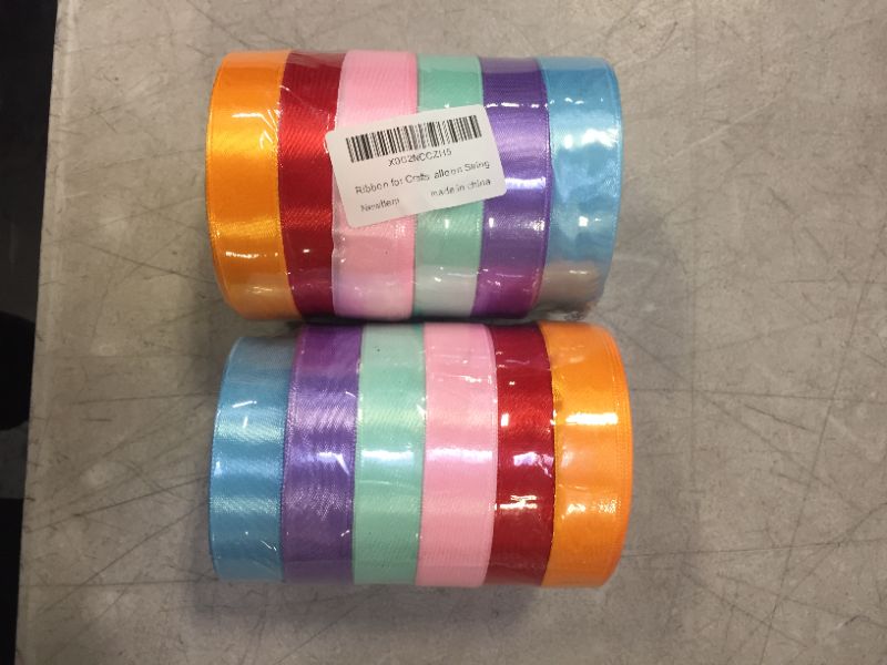 Photo 2 of 2 pack Ribbon for Crafts 146 Yds 6 Colors Assortment Satin Fabric Ribbon Set for Bows DIY Crafts Gift Package Wrapping Accessory Party Wedding Decoration Balloon String