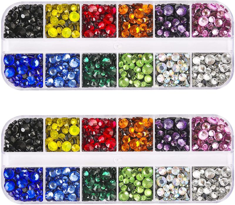 Photo 1 of Dorhui 2 Set 5 Size Hotfix Flatback Rhinestones Glass Rhinestones Flatback Rhinestone Iron on Glue Glass Flat Back Gemstones