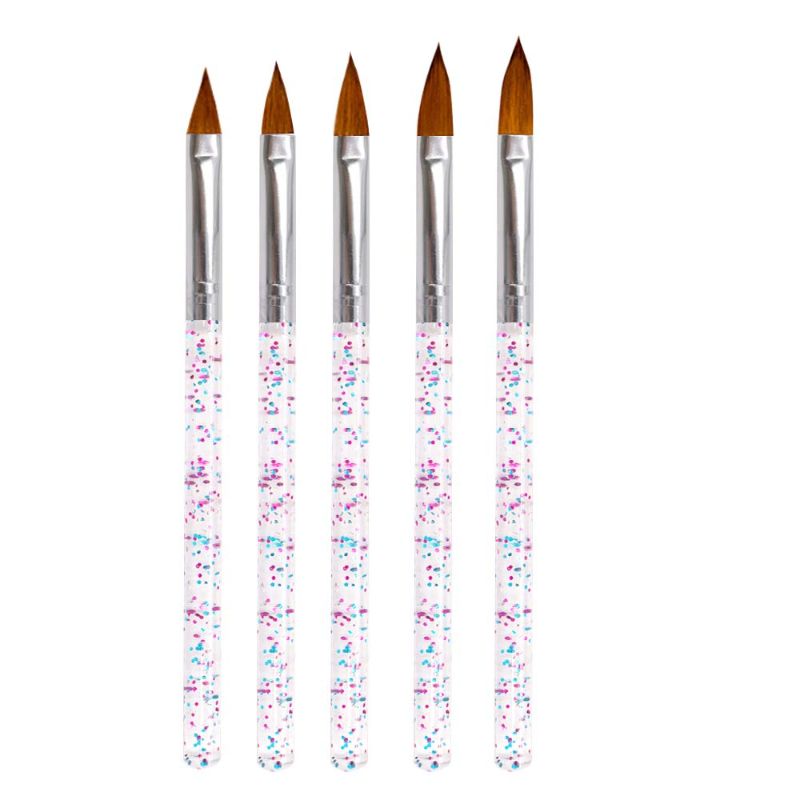 Photo 1 of 2 PACK VOLLUCK 5 Pieces Nail Art Liner Brushes?UV Gel Painting Acrylic Nail Design Nylon Brush Pen Metal Diamond Application Rhinestone Handle Salon Nail Design Brush Set