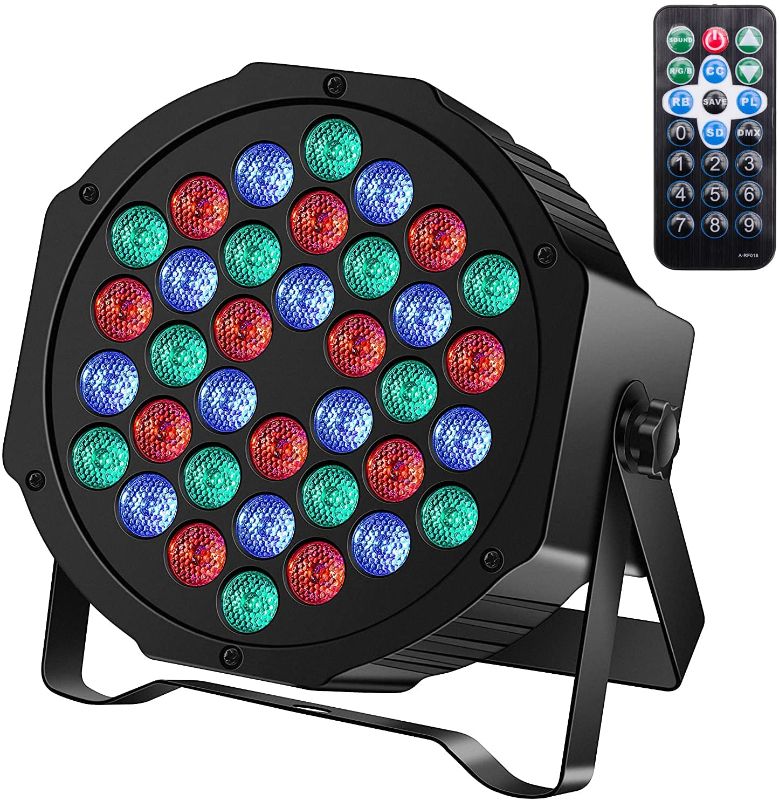 Photo 1 of Stage Lights 36 Led Par Lights for Party Disco Wedding with Remote and DMX Control Sound Activated RGB Party Lights (1 Pack)
