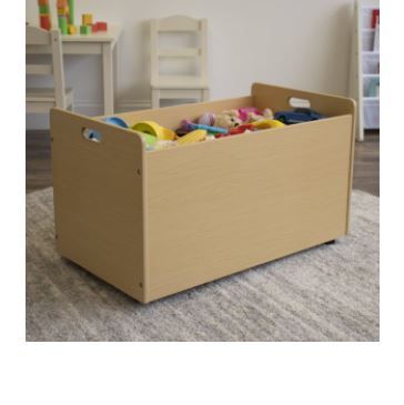 Photo 1 of Humble Crew Kids Wood Rolling Toy Box with Wheels, Natural
