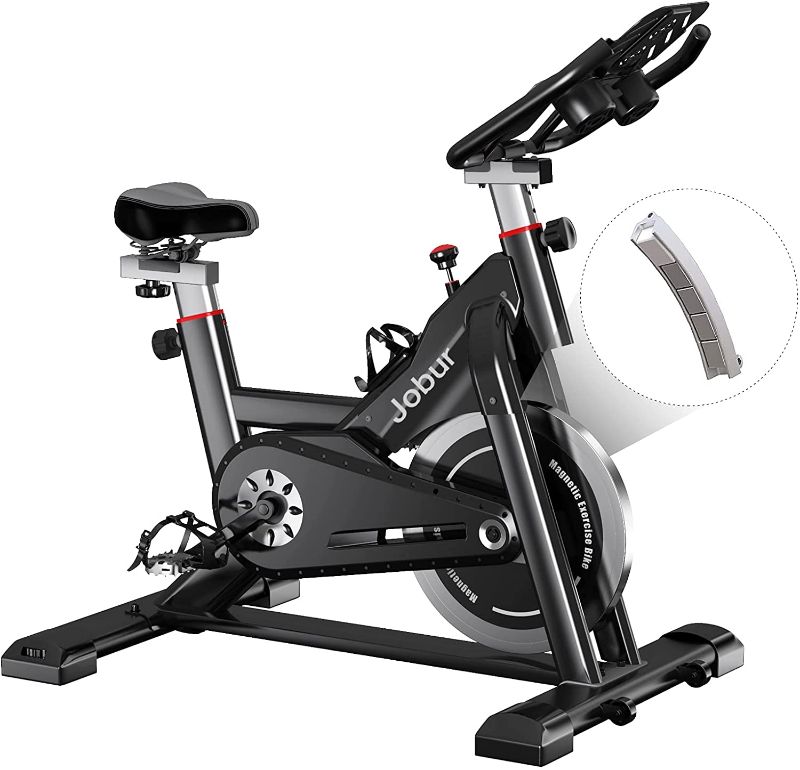 Photo 1 of Jobur Belt Drive Cycle Bike with Magnetic Resistance Exercise Bikes-Quiet Indoor Cycling Bike Stationary with Tablet Holder?Comfortable Seat Cushion, Stationary Bikes For Home
