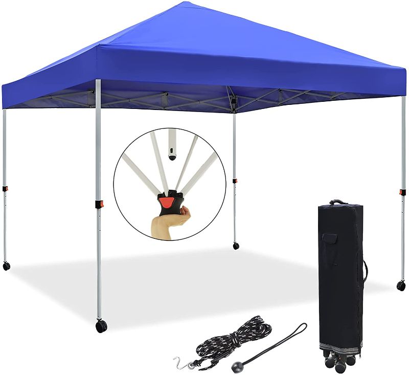 Photo 1 of Blissun 10' x 10' Pop Up Canopy Tent, Instant Shelter Canopy, Outdoor Portable Folding Canopy with 4 Wheels and Carry Bag, Blue
