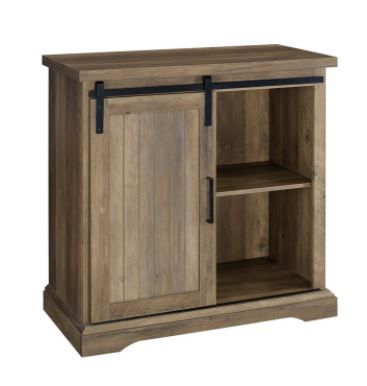 Photo 1 of 32" Modern Farmhouse Grooved Door Accent Cabinet - Rustic Oak
