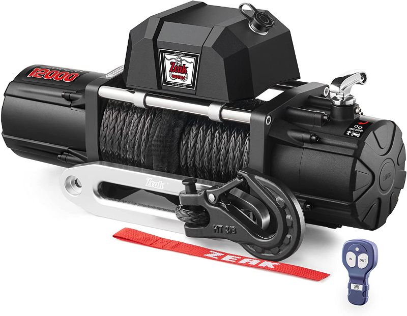 Photo 1 of ZEAK 12000 lb Electric Truck Winch DC Synthetic Rope, Waterproof Off Road, for Truck SUV, with Wireless Remote
