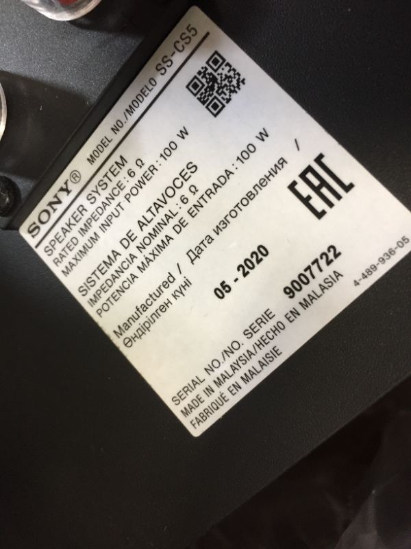 Photo 1 of Sony SSCS5 3-Way 3-Driver Bookshelf Speaker System (Pair) - Black
