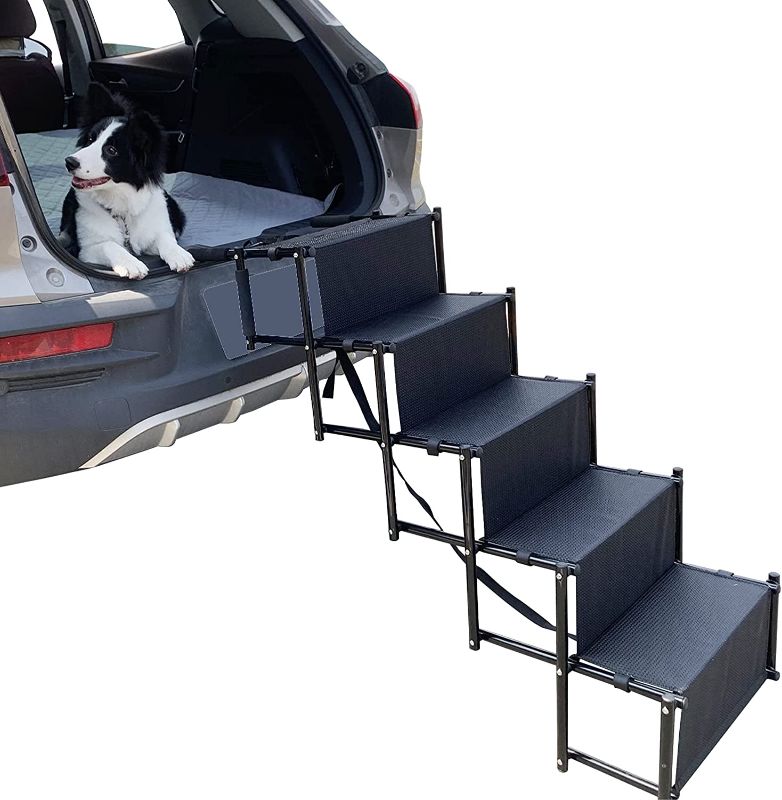 Photo 1 of YEP HHO 4/5 Steps Upgraded Folding Pet Stairs Ramp Lightweight Portable Cat Dog Ladder with Waterproof Surface Great for Cars Trucks SUVs
