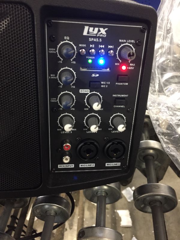 Photo 5 of LyxPro SPA-5.5 Small PA Speaker Monitor Class-D Amplifier 3 Channel Mixer 3 Band EQ, Powerful Compact Active Speaker System amp with mixer 48V Phantom Power
