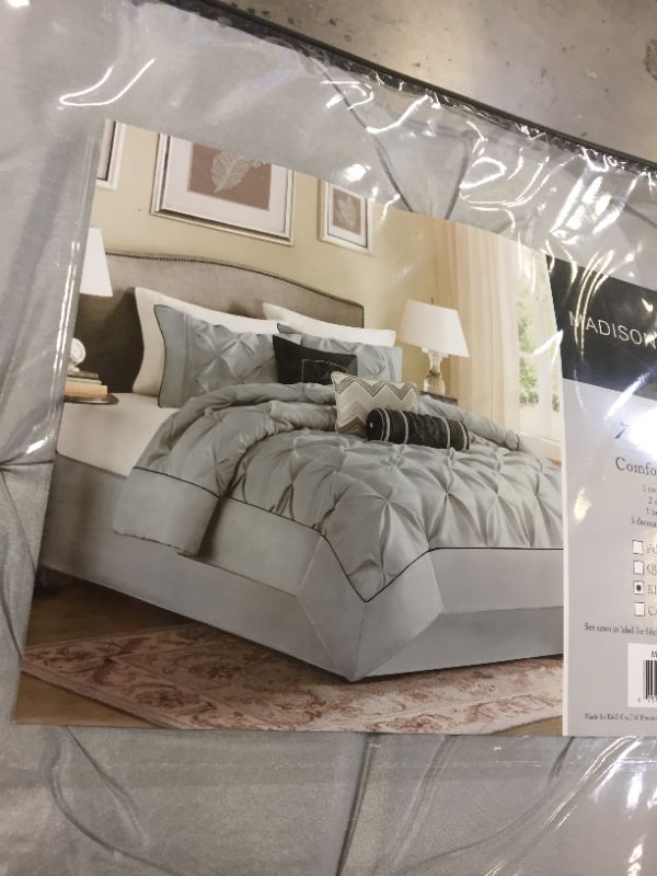 Photo 2 of Home Essence Piedmont 7 Piece Tufted Comforter Set, King, Grey
