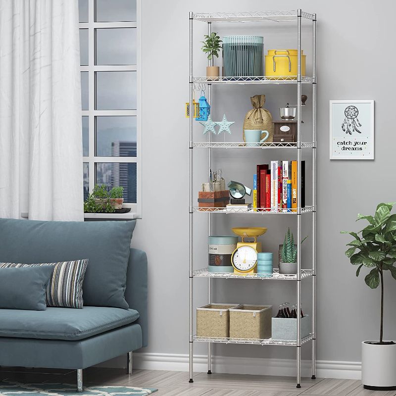 Photo 1 of  6-Tier Wire Shelving Unit, Free Standing Shelf, Metal Storage Shelves, Heavy Duty Organizer Rack for Garage, Kitchen, Living Room, Bathroom