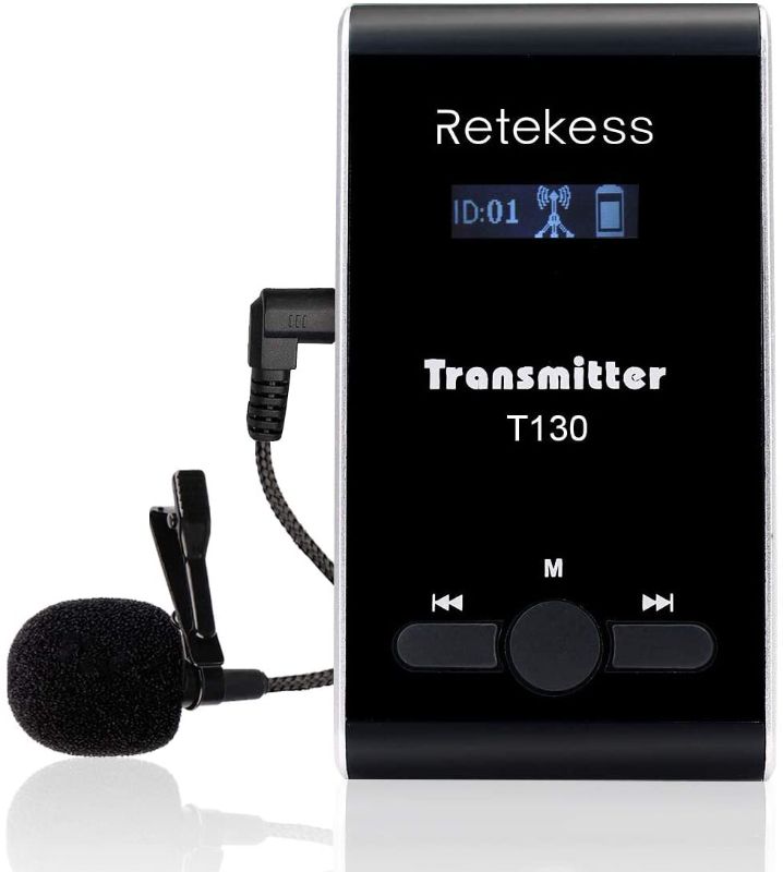 Photo 1 of Retekess T130 Wireless Tour Guide Transmitter,Lavalier Microphone,99 Channel,Church Translation Transmitter for Interpretation Training Court
