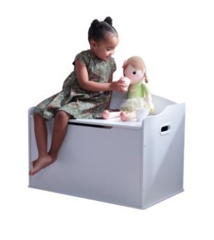 Photo 1 of KidKraft Austin Wooden Toy Box/Bench with Safety Hinged Lid, White
