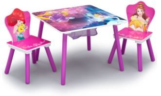 Photo 1 of Disney Princess Wood Kids Storage Table and Chairs Set by Delta Children
