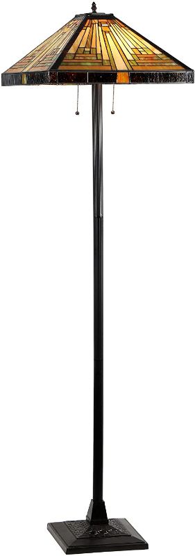 Photo 1 of Chloe Lighting CH33359MR18-FL2 Innes Tiffany-Style Mission 2-Light Floor Lamp with 18-Inch Shade
