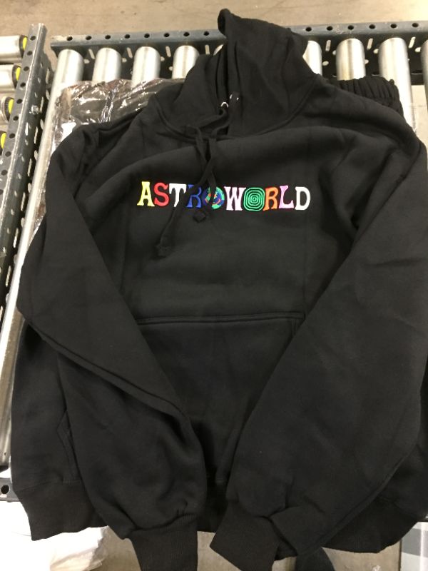 Photo 1 of ASTROWORLD 'WISH YOU WERE HERE' HOODIE, SIZE SMALL, BLACK. UNAWARE IF AUTHENTIC OR NOT 