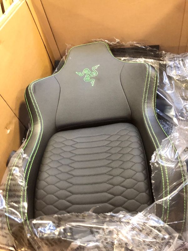 Photo 4 of Razer Iskur Gaming Chair: Ergonomic Lumbar Support System - Multi-Layered Synthetic Leather - High Density Foam Cushions - Engineered to Carry - Memory Foam Head Cushion - Black/Green
