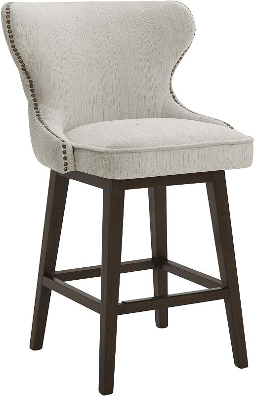 Photo 1 of Amazon Brand – Stone & Beam Louise Memory Swivel Counter-Height Barstool, 38.2"H, Oyster

