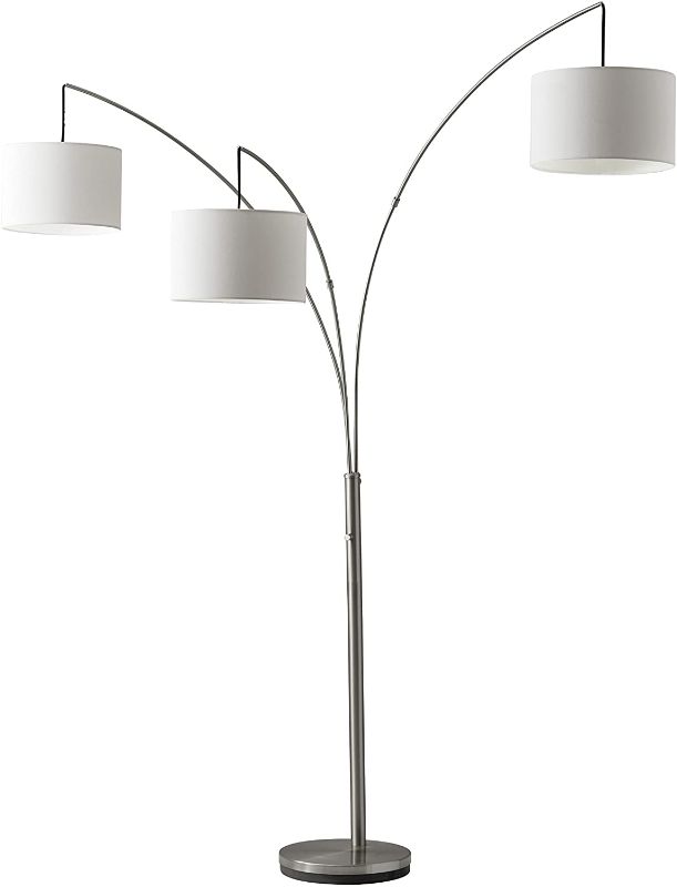 Photo 1 of Adesso 4238-22 Trinity Arc Lamp, 74 in., 3 x 100W Incandescent/26W CFL, Brushed Steel Finish, 1 Floor Lamp
