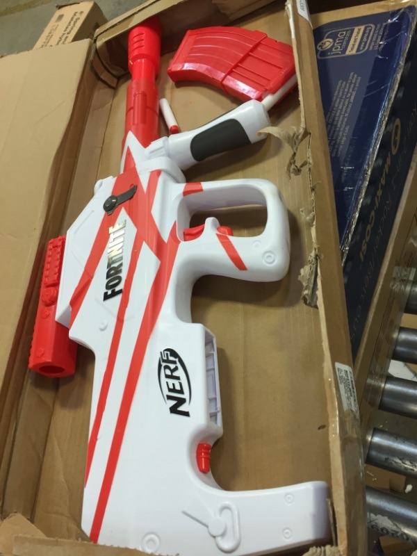 Photo 1 of NERF Fortnite B-AR Motorized Dart Blaster -- Fortnite Converge Wrap, Motorized 10-Dart Blasting, 10-Dart Clip, 10 Official Elite Darts (Frustration-Free Packaging)

