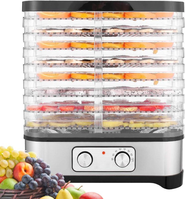 Photo 1 of Food Dehydrator Machine, Electric food dryer, Jerky Dehydrators with 8 Trays, Temperature Control, for Jerky/Meat/Beef/Fruit/Vegetable/herbs, Knob Button/400 Watts/Updated