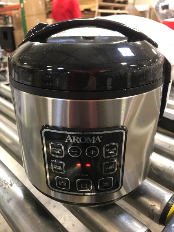 Photo 2 of Aroma Digital Rice Cooker and Food Steamer, Silver, 8 Cup