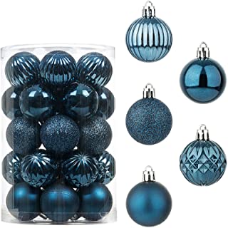 Photo 1 of Christmas Ball Ornaments for Xmas Tree Shatterproof Christmas Decorations Hanging Ball Small for Holiday Party Decoration Tree Ornaments (Navy Blue, 1.6In)