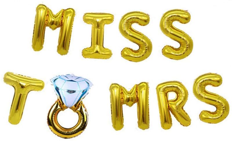 Photo 1 of 16 Inch Gold Miss to Mrs Ring Balloon Bridal Shower Supplies Decorations Wedding Decorations Banner Bachelorette Party Decorations
