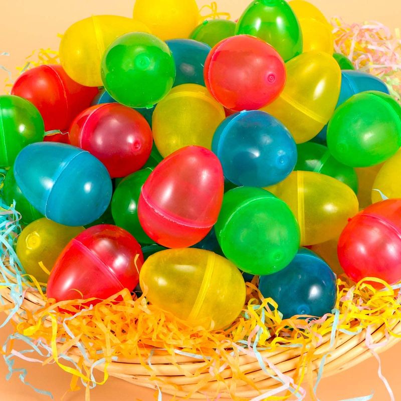 Photo 1 of 24 Pcs Glow in The Dark Easter Eggs, to Filling Specific Treats,Glow Plastic Easter Eggs for Theme Party Favor, Easter Hunt, Basket Stuffers Filler, Classroom
